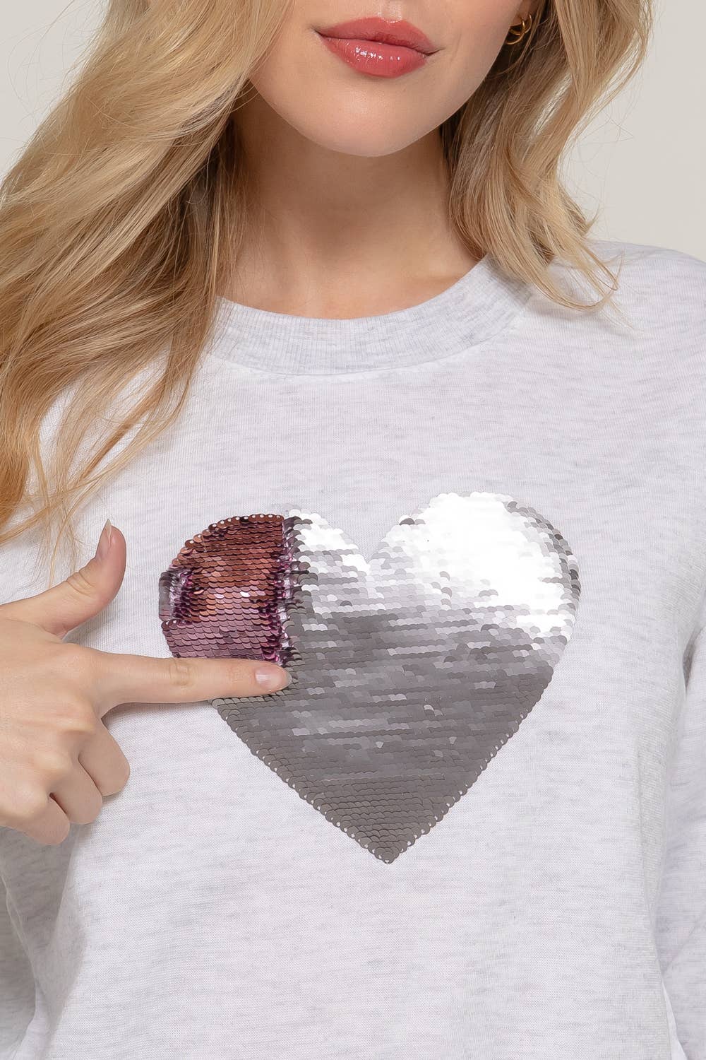 Long Sleeve Crew Neck Sequin Sweatshirt