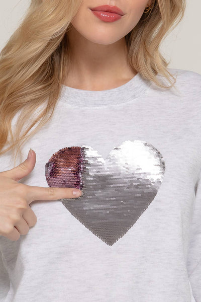 Long Sleeve Crew Neck Sequin Sweatshirt