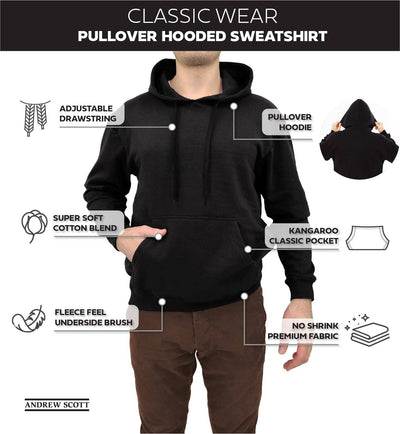 Men's Midweight Fleece Cotton Pullover Hooded Sweatshirt