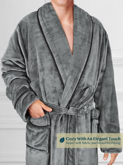 Men's Piping Fleece Robe