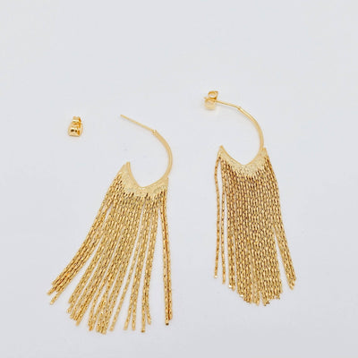 18K Gold-plated Chain Tassel Post Earrings