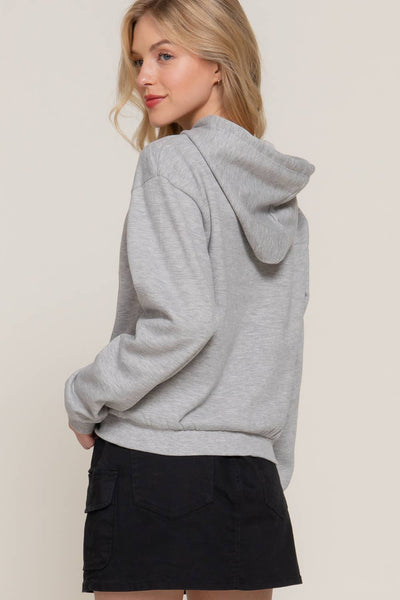 Long Sleeve Hoodie Bow Fleece French Terry Top