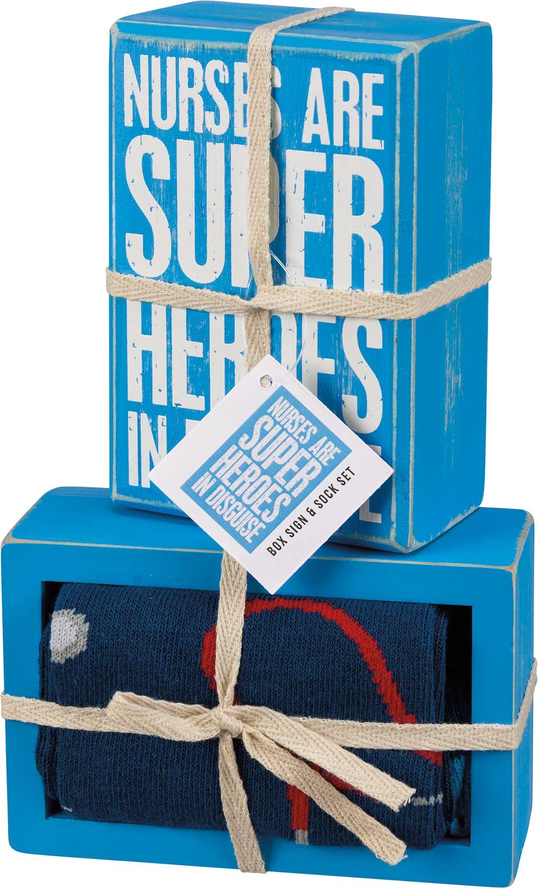 Nurses Are Super Heroes Box Sign And Sock Set