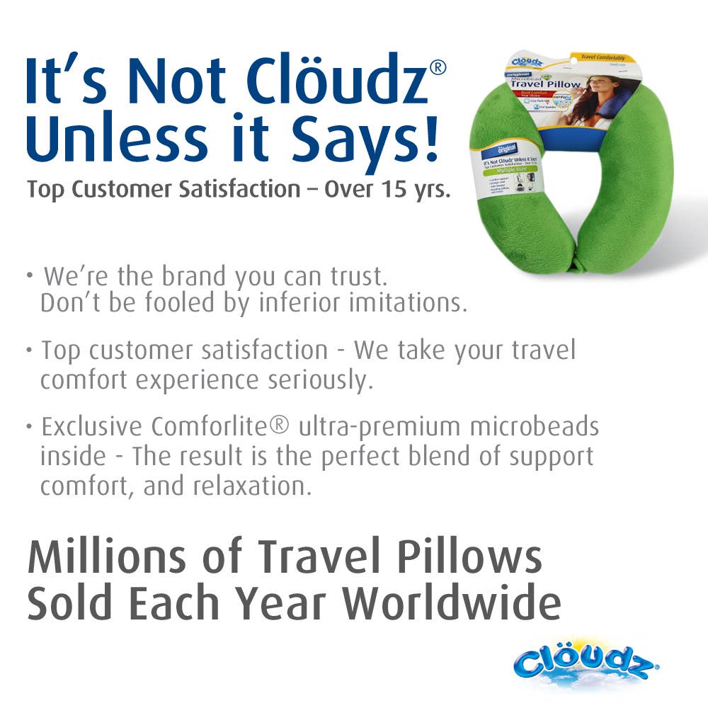 Cloudz Microbead Travel Neck Pillow - Bright Blue