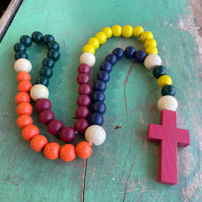 Big Wooden Bead Rosary