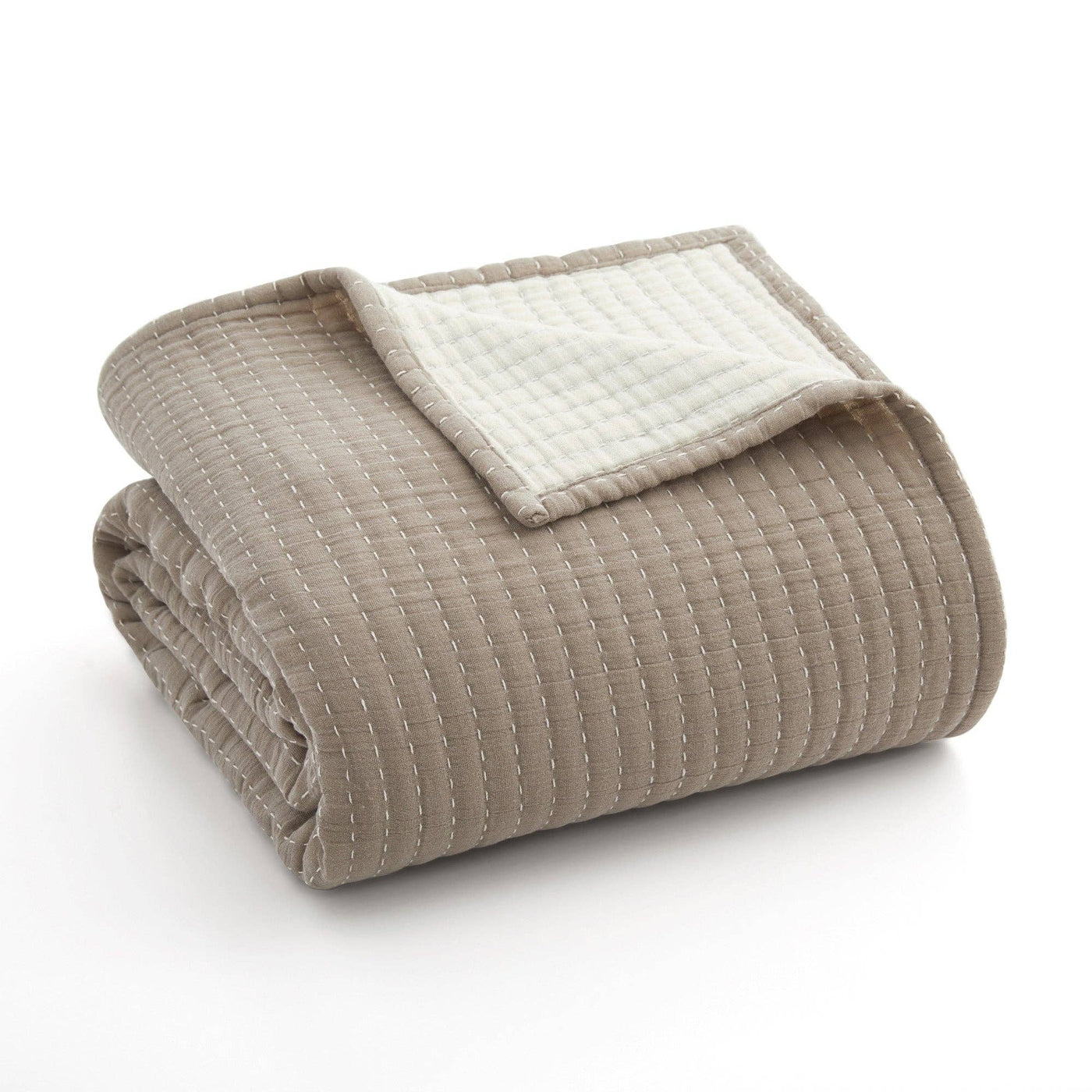 Caden Cotton Muslin Taupe Throw