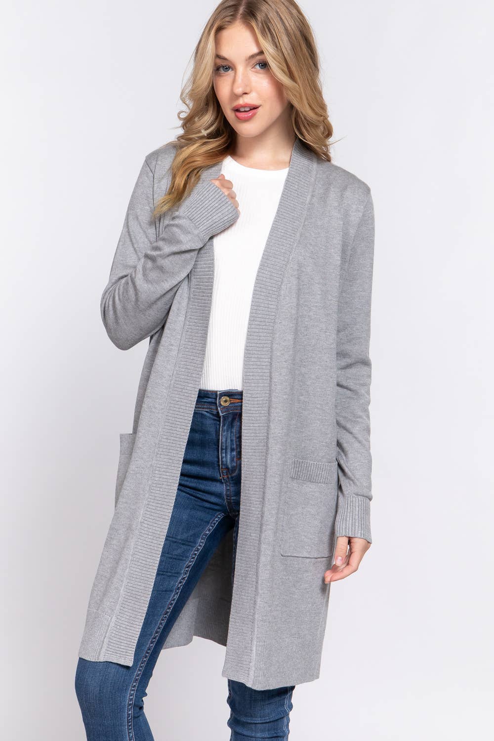 Long Sleeve Ribbed Cardigan