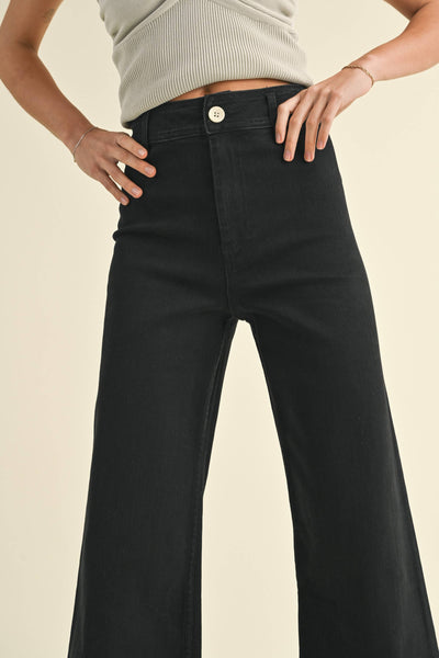 STRAIGHT WIDE LEG DENIM PANTS