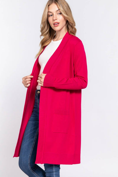 Long Sleeve Ribbed Cardigan