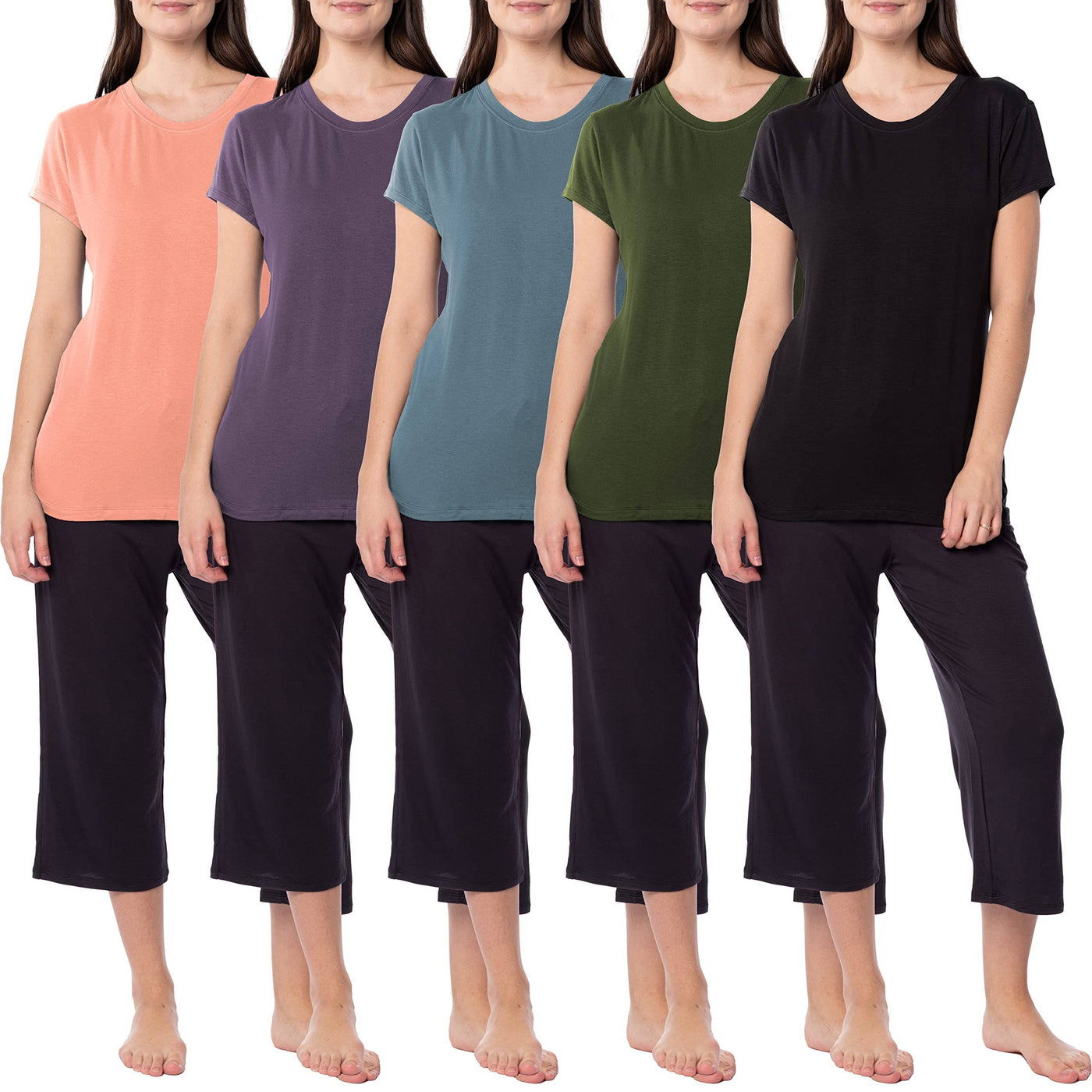 Women's Crew-Neck Rayon Cotton Short Sleeve T-Shirts