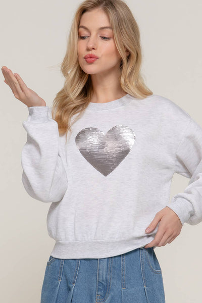 Long Sleeve Crew Neck Sequin Sweatshirt