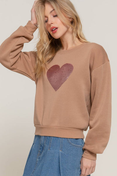 Long Sleeve Crew Neck Sequin Sweatshirt