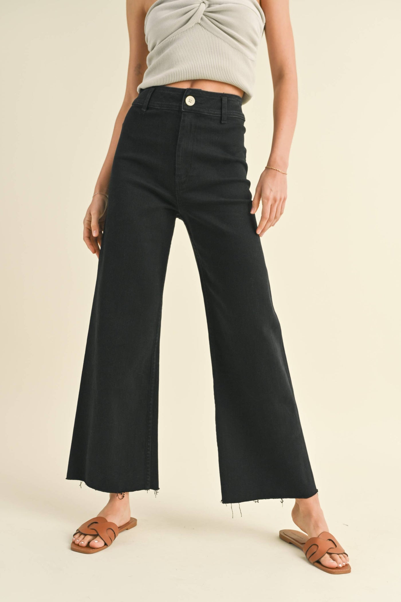 STRAIGHT WIDE LEG DENIM PANTS