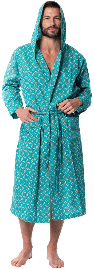 Men's Lightweight Long Robe with Hood - Premium Cotton Blend