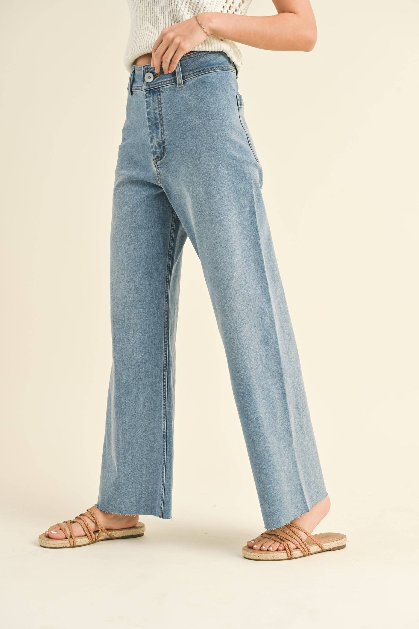 STRAIGHT WIDE LEG DENIM PANTS