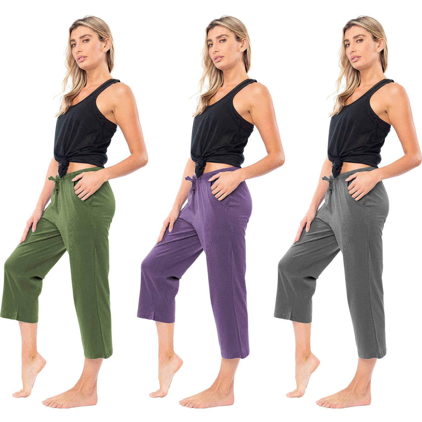 Women's Soft Capri Cotton Lounge Pants