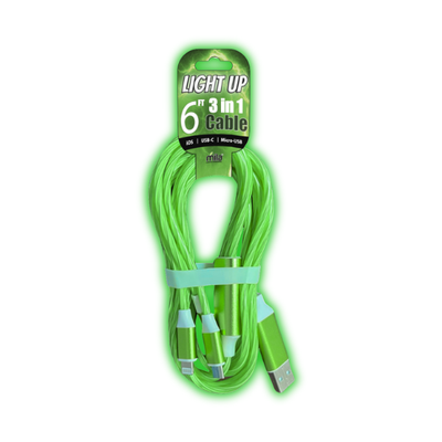 6 Foot 3-in-1 Light-up Cable