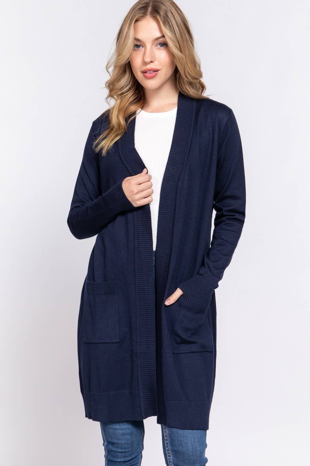 Long Sleeve Ribbed Cardigan