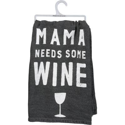 Mama Needs Some Wine Rustic Kitchen Towel