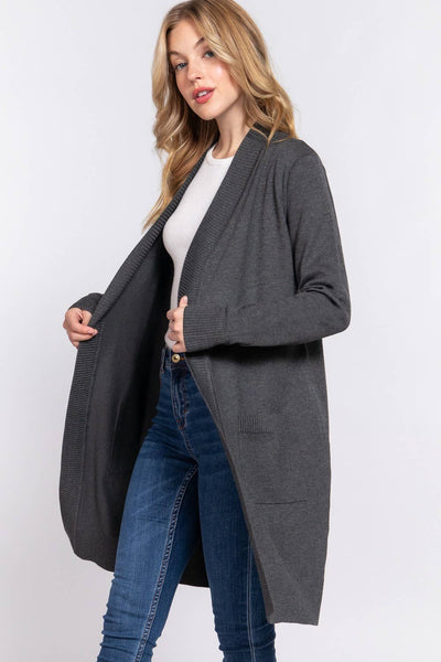 Long Sleeve Ribbed Cardigan