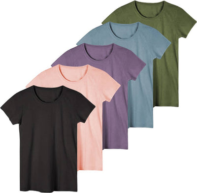 Women's Crew-Neck Rayon Cotton Short Sleeve T-Shirts