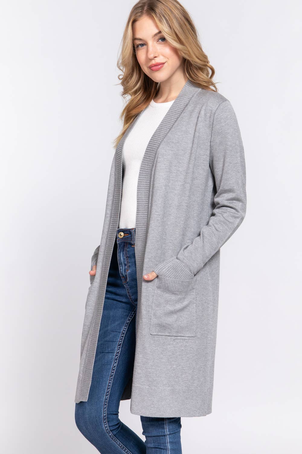 Long Sleeve Ribbed Cardigan