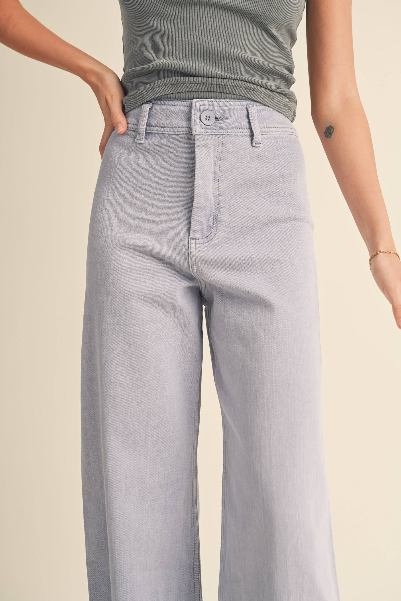 STRAIGHT WIDE LEG DENIM PANTS