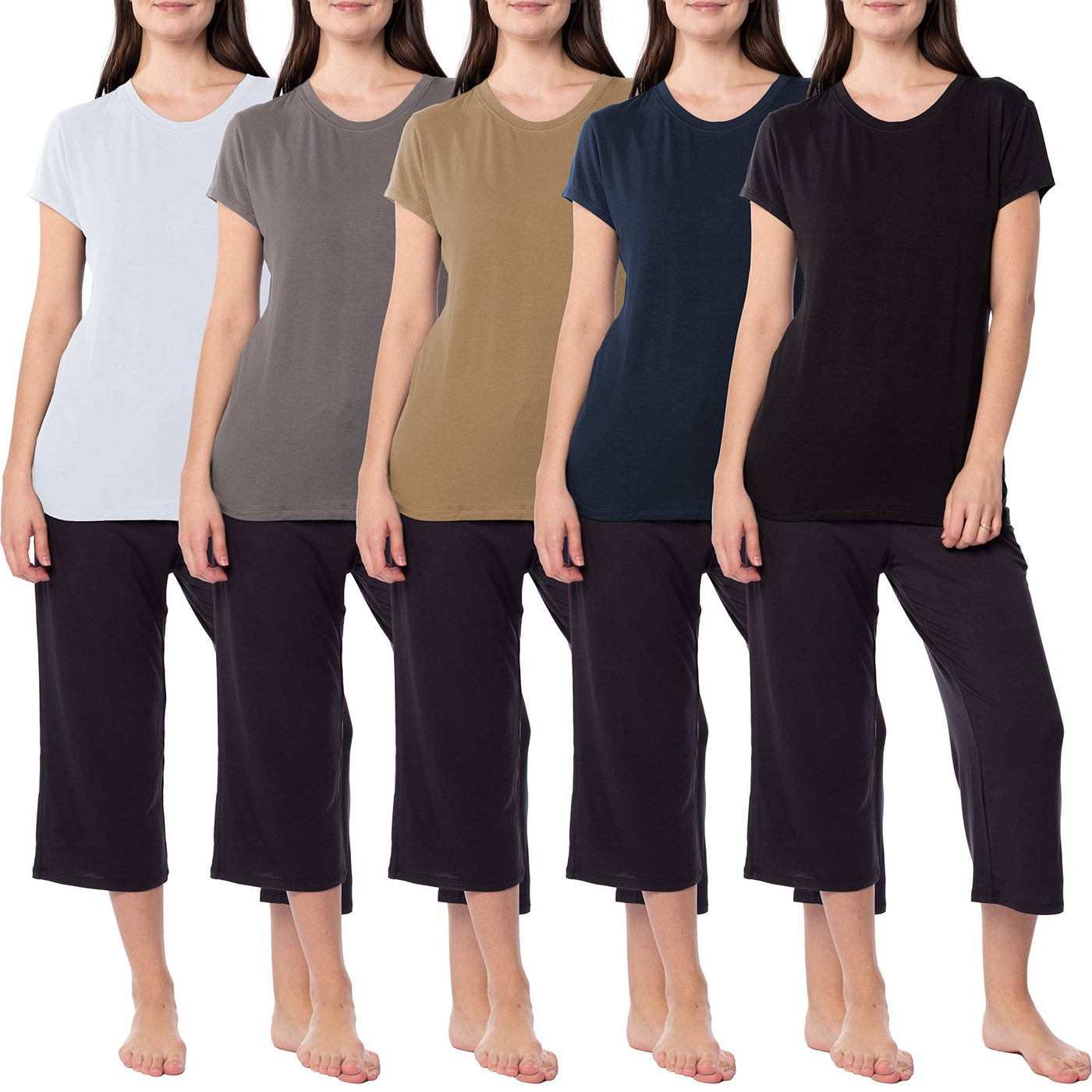 Women's Crew-Neck Rayon Cotton Short Sleeve T-Shirts