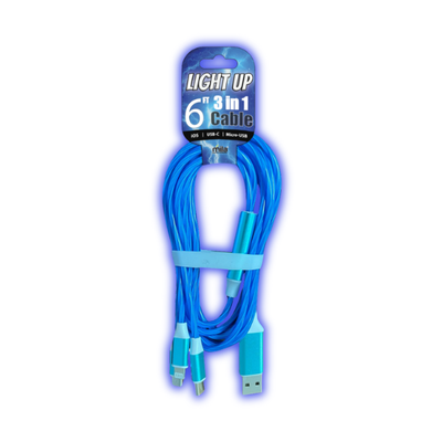 6 Foot 3-in-1 Light-up Cable