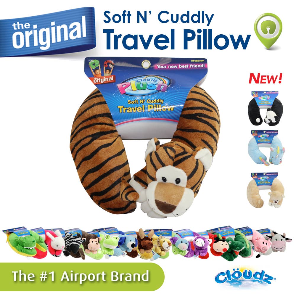 Cloudz Plush Animal Travel Neck Pillows - Tiger