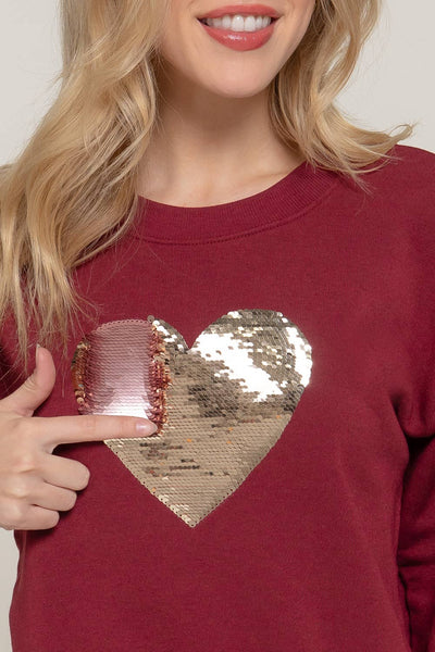 Long Sleeve Crew Neck Sequin Sweatshirt