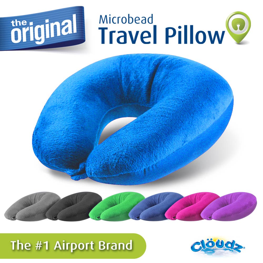 Cloudz Microbead Travel Neck Pillow Bright Blue