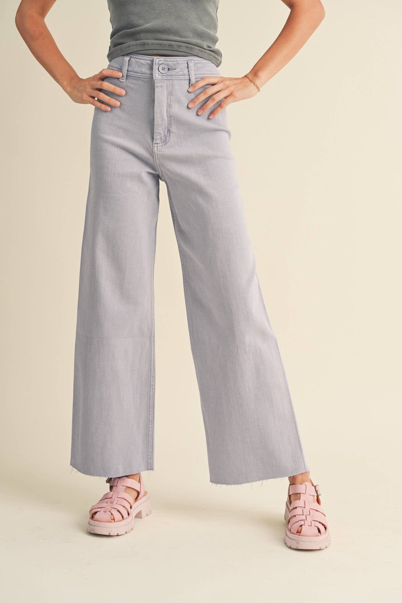 STRAIGHT WIDE LEG DENIM PANTS