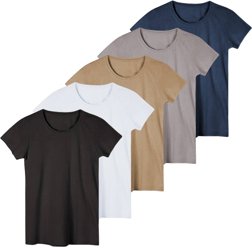 Women's Crew-Neck Rayon Cotton Short Sleeve T-Shirts