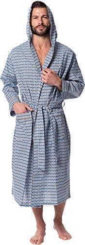 Men's Lightweight Long Robe with Hood - Premium Cotton Blend