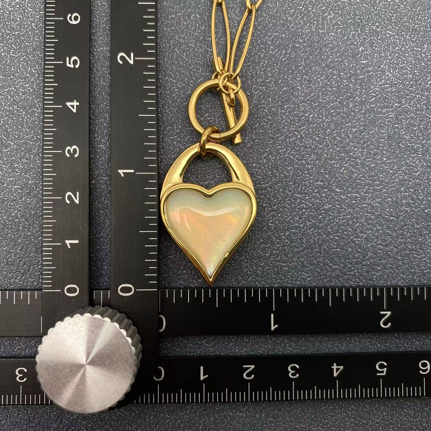 Inlaid Shell Heart charm 14K Gold-plated SS Necklace - FGS