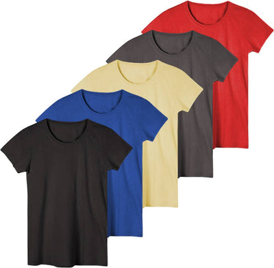 Women's Crew-Neck Rayon Cotton Short Sleeve T-Shirts