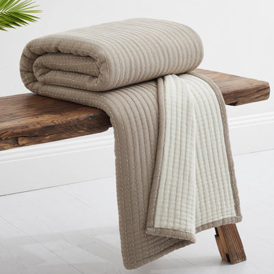 Caden Cotton Muslin Taupe Throw