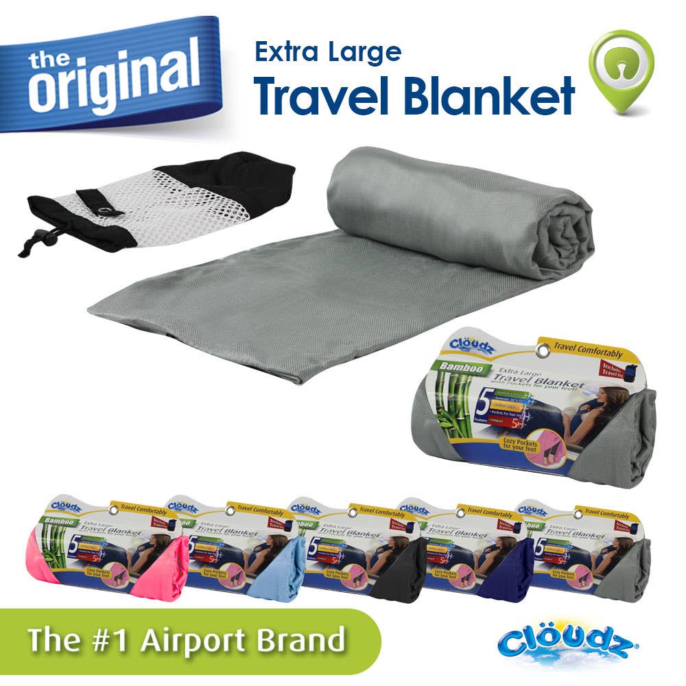 Cloudz Bamboo Travel Blanket with Bag - Charcoal