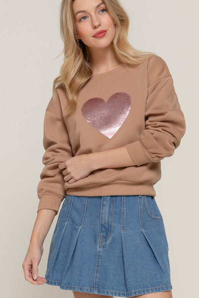 Long Sleeve Crew Neck Sequin Sweatshirt