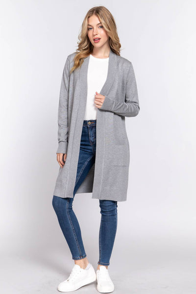 Long Sleeve Ribbed Cardigan