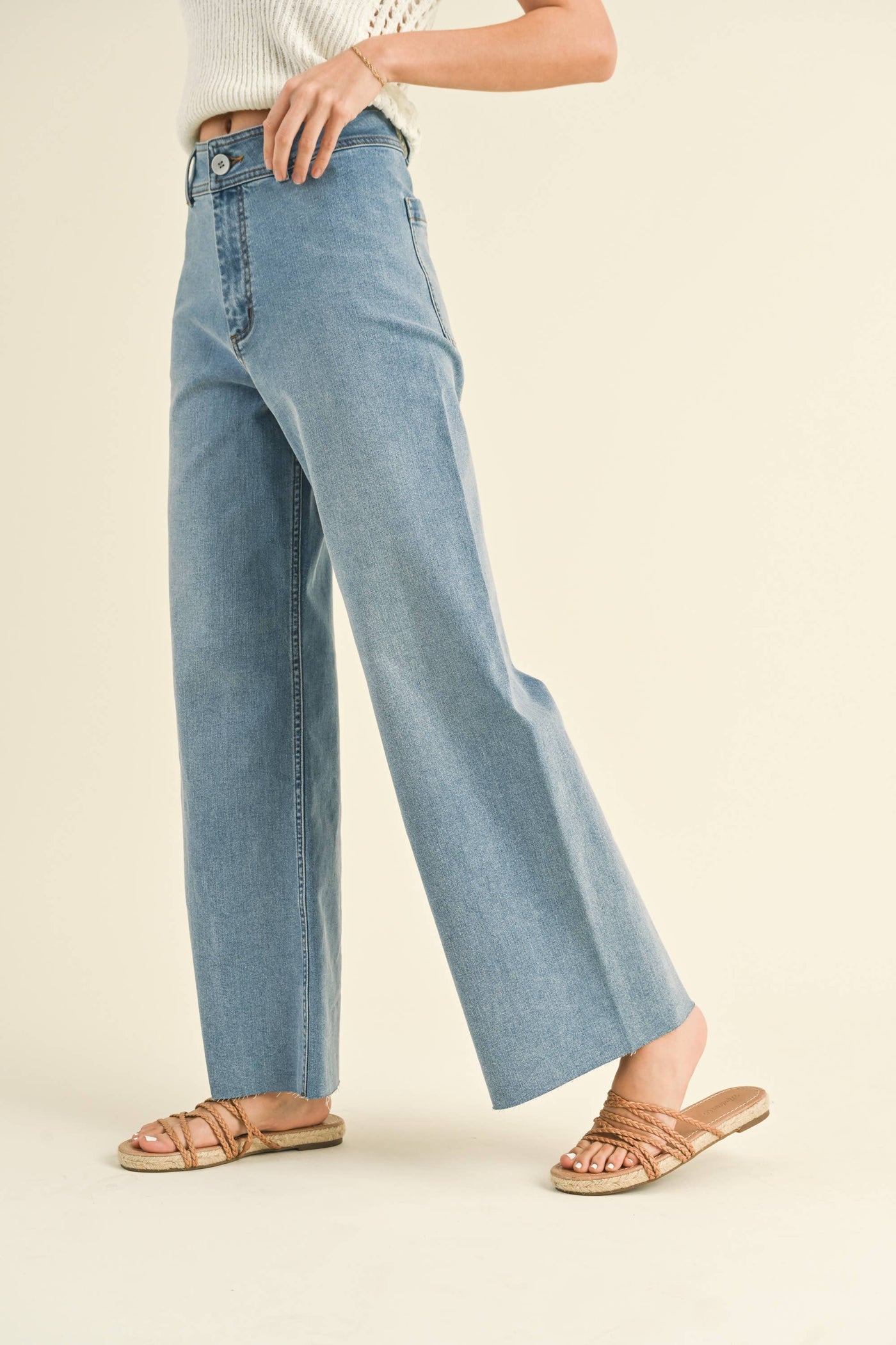 STRAIGHT WIDE LEG DENIM PANTS