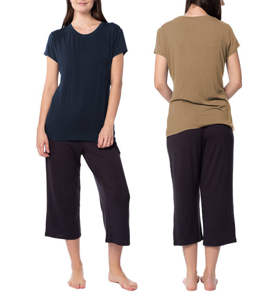 Women's Crew-Neck Rayon Cotton Short Sleeve T-Shirts